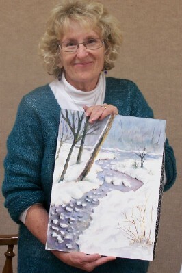 Sally Wester with her completed winter scene.